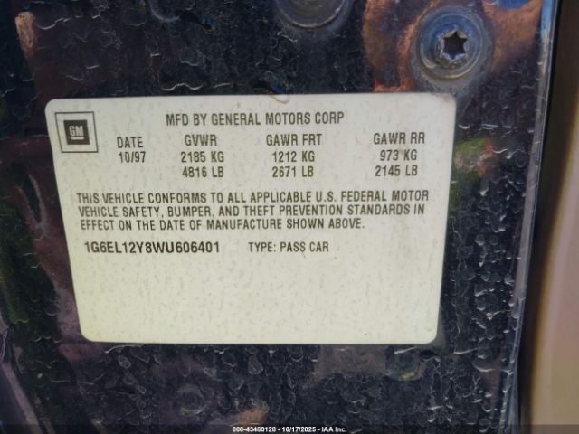 1998 CADILLAC ELDORADO 1G6EL12Y8WU606401 Photo 8