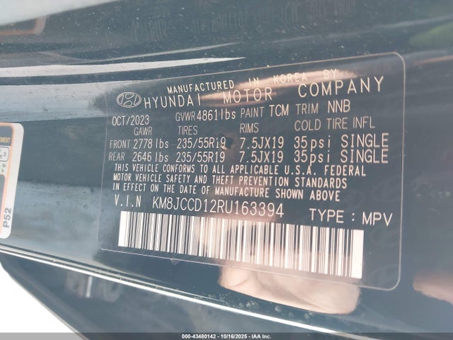KM8JCCD12RU163394 Hyundai Tucson Hybrid Sel Convenience
