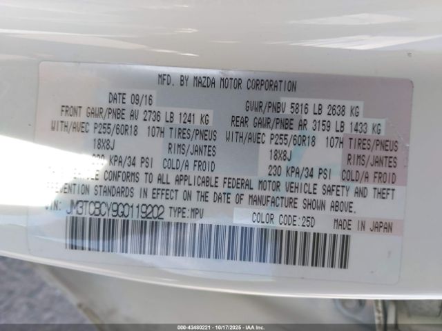 2016 MAZDA CX-9 JM3TCBCY9G0119202 Photo 8