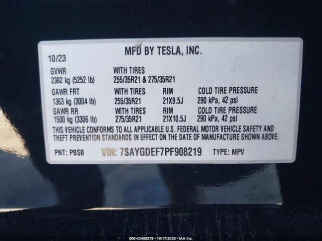 2023 TESLA MODEL Y 7SAYGDEF7PF908219 Photo 8