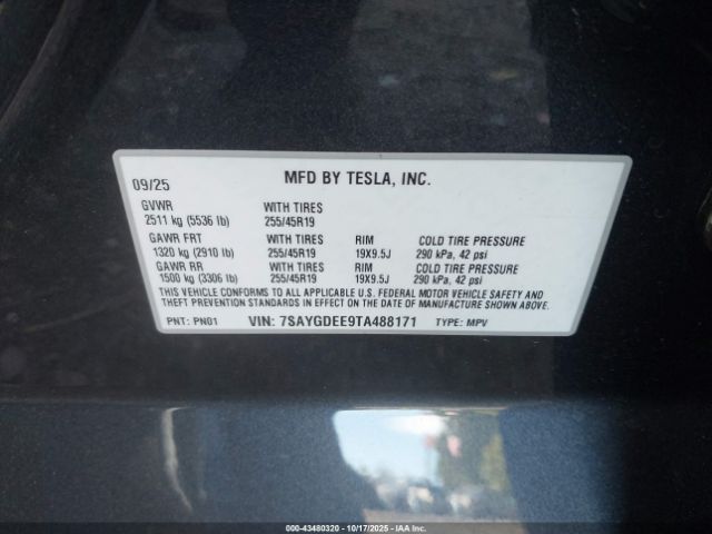 2026 TESLA MODEL Y 7SAYGDEE9TA488171 Photo 8