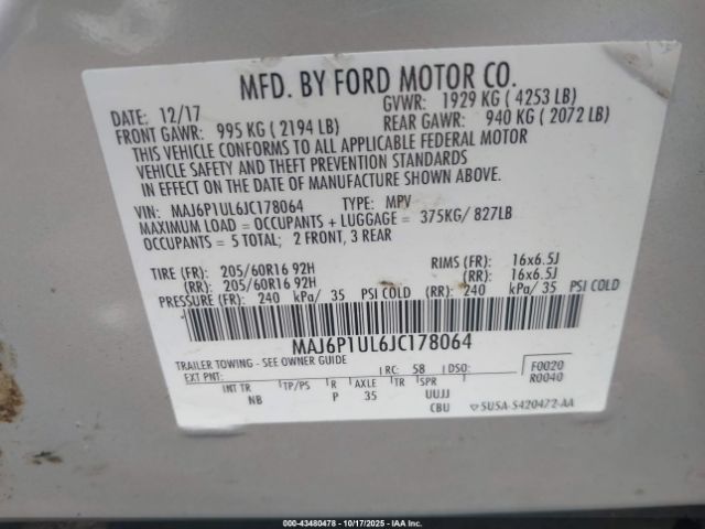 2018 FORD ECOSPORT MAJ6P1UL6JC178064 Photo 8