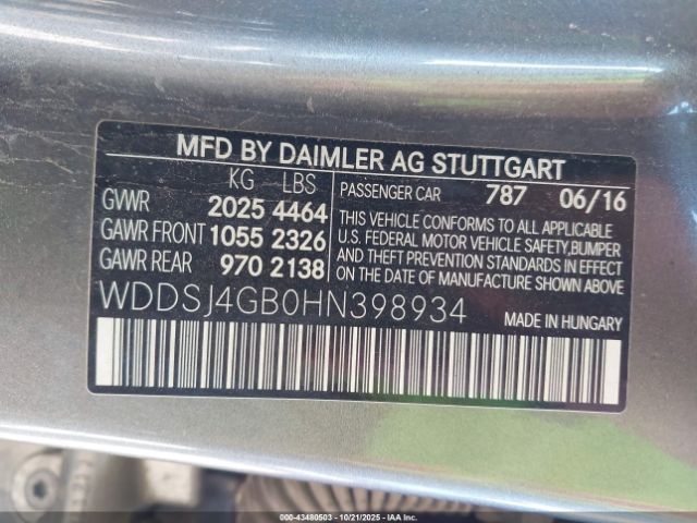 2017 MERCEDES-BENZ CLA 250 WDDSJ4GB0HN398934 Photo 8