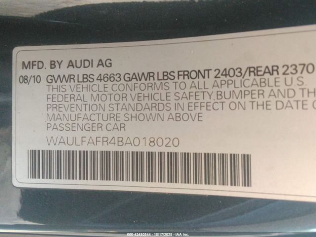 2011 AUDI A5 WAULFAFR4BA018020 Photo 8