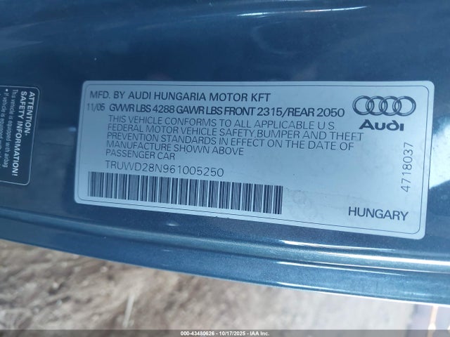 2006 AUDI TT TRUWD28N961005250 Photo 8