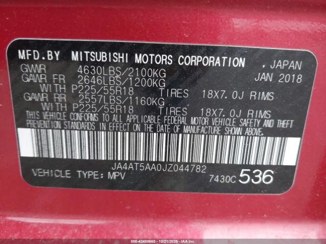 2018 MITSUBISHI ECLIPSE CROSS JA4AT5AA0JZ044782 Photo 8