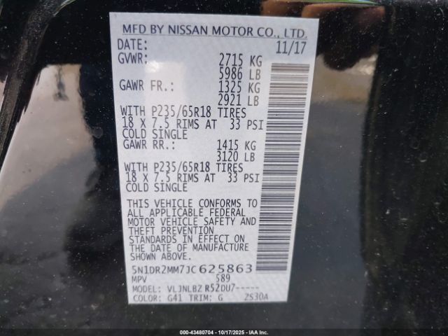 2018 NISSAN PATHFINDER 5N1DR2MM7JC625863 Photo 8