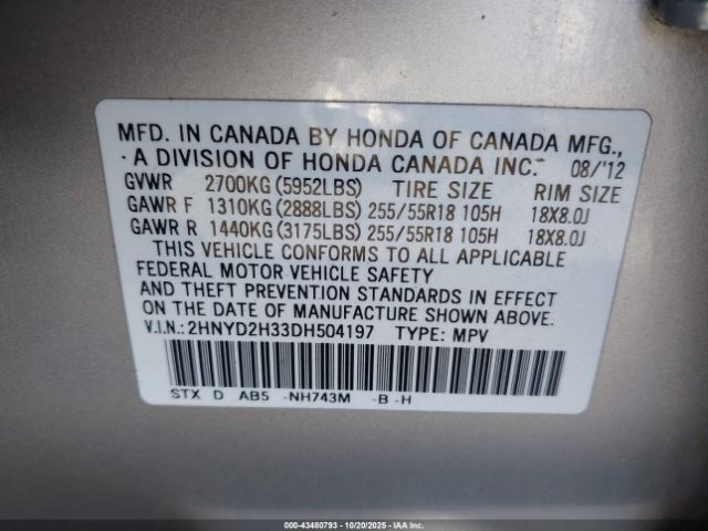 2013 ACURA MDX 2HNYD2H33DH504197 Photo 8