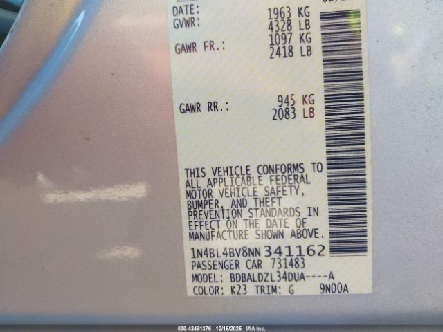 2022 NISSAN ALTIMA 1N4BL4BV8NN341162 Photo 8