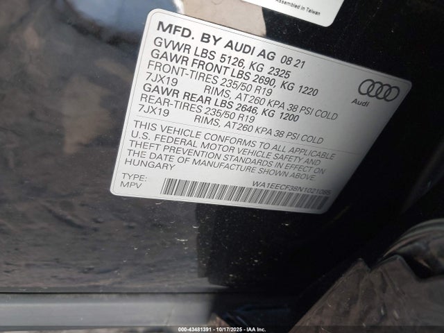 2022 AUDI Q3 WA1EECF38N1021085 Photo 8