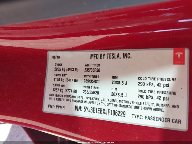 2018 TESLA MODEL 3 5YJ3E1EBXJF106229 Photo 8