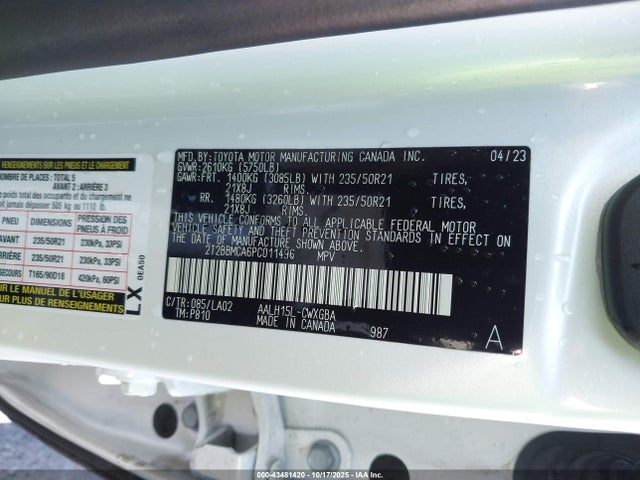 2023 Lexus Rx 350h Luxury მანქანა იყიდება აუქციონზე, vin: 2T2BBMCA6PC011496, აუქციონის ნომერი: 43481420