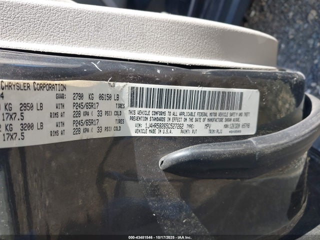 2005 Jeep Grand Cherokee Limited მანქანა იყიდება აუქციონზე, vin: 1J4HR58265C527262, აუქციონის ნომერი: 43481546
