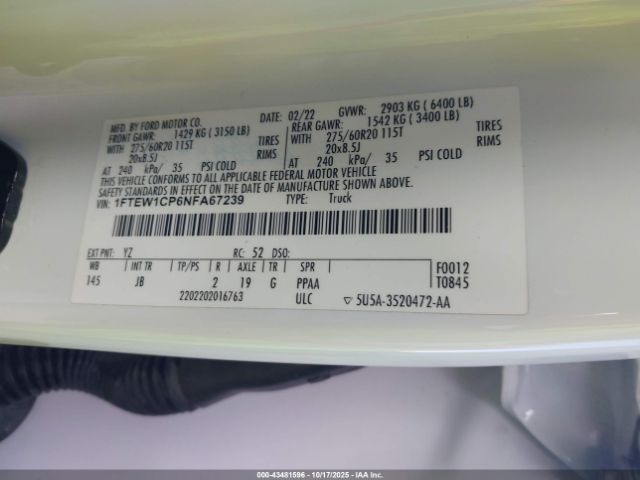 2022 FORD F-150 1FTEW1CP6NFA67239 Photo 8