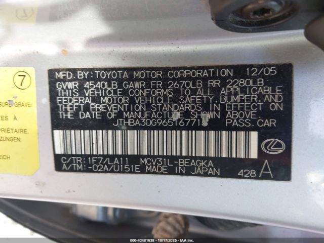 2006 LEXUS ES 330 JTHBA30G965167715 Photo 8