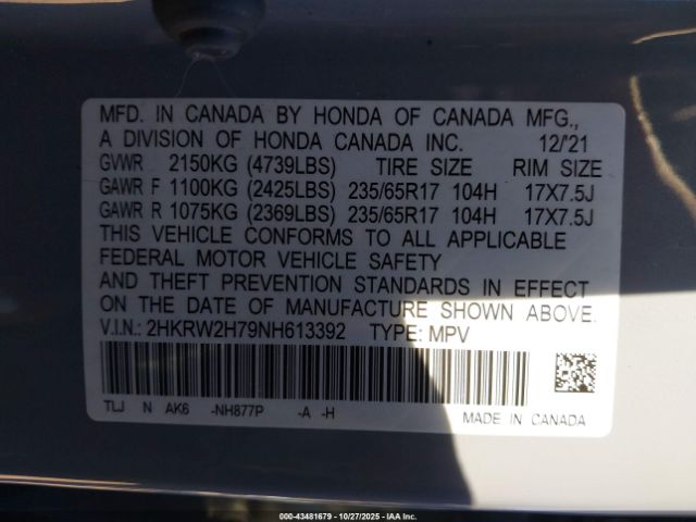 2022 HONDA CR-V 2HKRW2H79NH613392 Photo 8