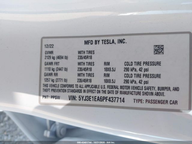 2023 TESLA MODEL 3 5YJ3E1EA6PF437714 Photo 8