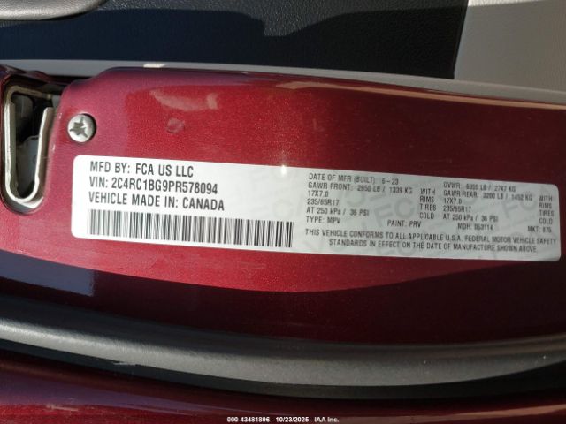 2023 CHRYSLER PACIFICA 2C4RC1BG9PR578094 Photo 8