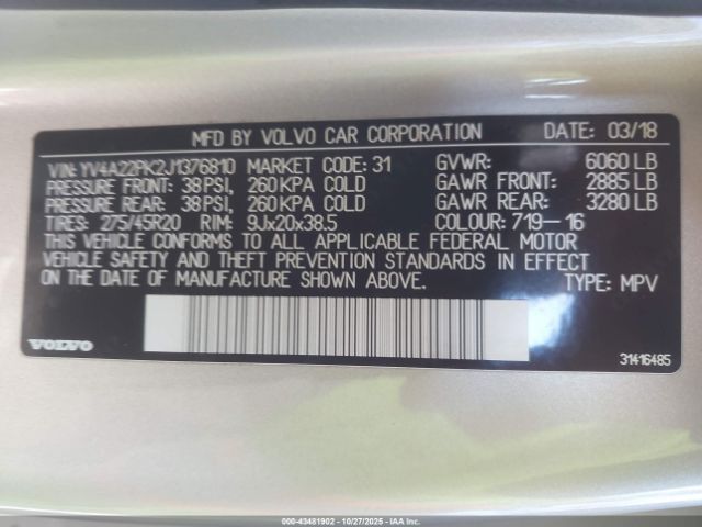 2018 VOLVO XC90 YV4A22PK2J1376810 Photo 8