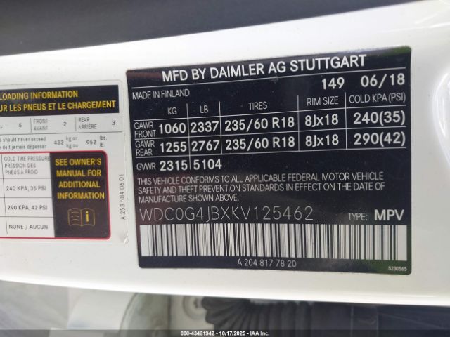 2019 MERCEDES-BENZ GLC 300 WDC0G4JBXKV125462 Photo 8