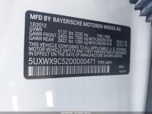 2013 BMW X3 5UXWX9C52D0D00471 Photo 8