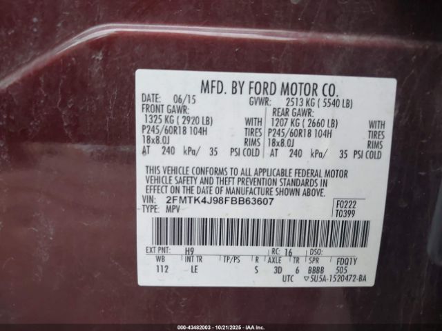 2015 FORD EDGE 2FMTK4J98FBB63607 Photo 8