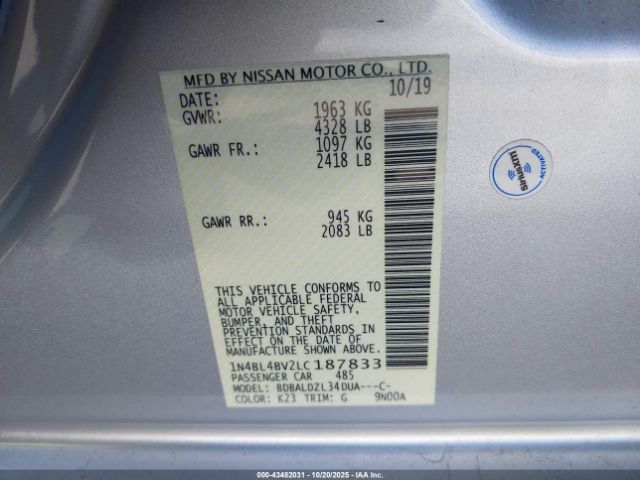2020 NISSAN ALTIMA 1N4BL4BV2LC187833 Photo 8