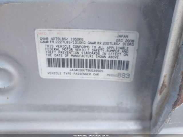 2009 MITSUBISHI LANCER JA3AU26U79U039509 Photo 8