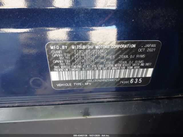 2022 MITSUBISHI OUTLANDER JA4J3VA84NZ044707 Photo 8