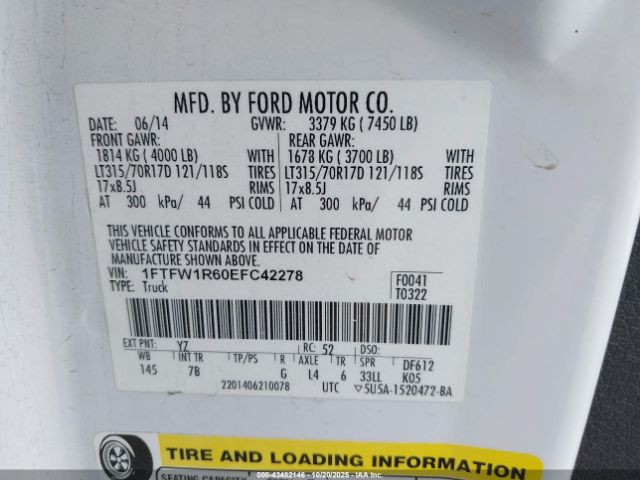 2014 FORD F-150 1FTFW1R60EFC42278 Photo 8