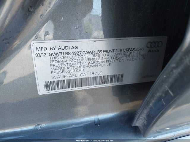 2012 AUDI A4 WAUFFAFL1CA118750 Photo 8