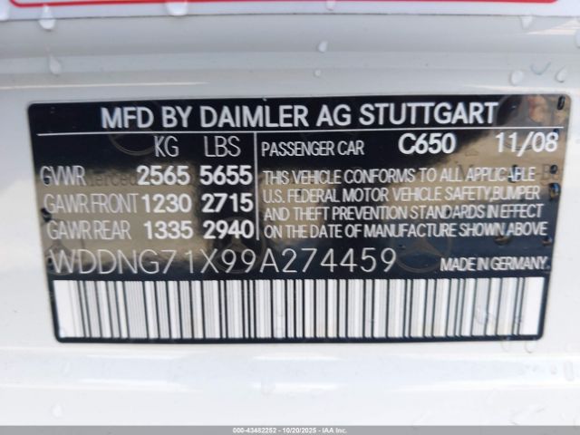 2009 MERCEDES-BENZ S 550 WDDNG71X99A274459 Photo 8