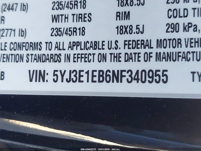 2022 TESLA MODEL 3 5YJ3E1EB6NF340955 Photo 8