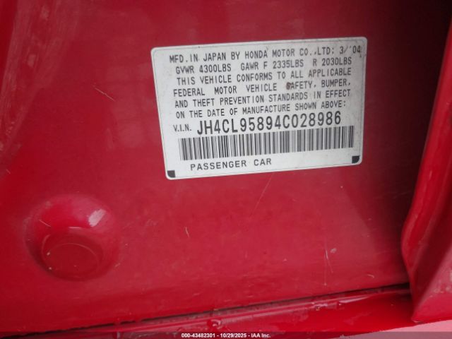 2004 ACURA TSX JH4CL95894C028986 Photo 8