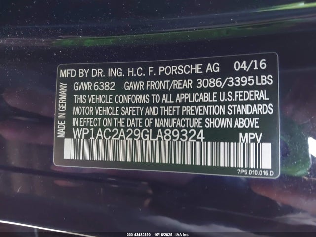 2016 PORSCHE CAYENNE WP1AC2A29GLA89324 Photo 8