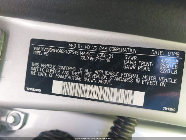 2016 VOLVO S60 YV126MFK4G2407545 Photo 8