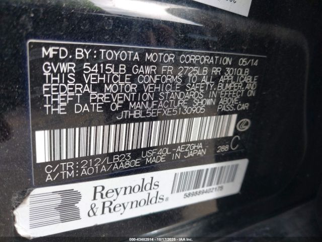 2014 LEXUS LS 460 JTHBL5EFXE5130905 Photo 8