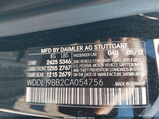 2012 MERCEDES-BENZ CLS 550 WDDLJ9BB2CA054756 Photo 8