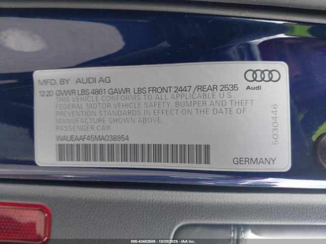 2021 AUDI A4 WAUEAAF45MA038954 Photo 8