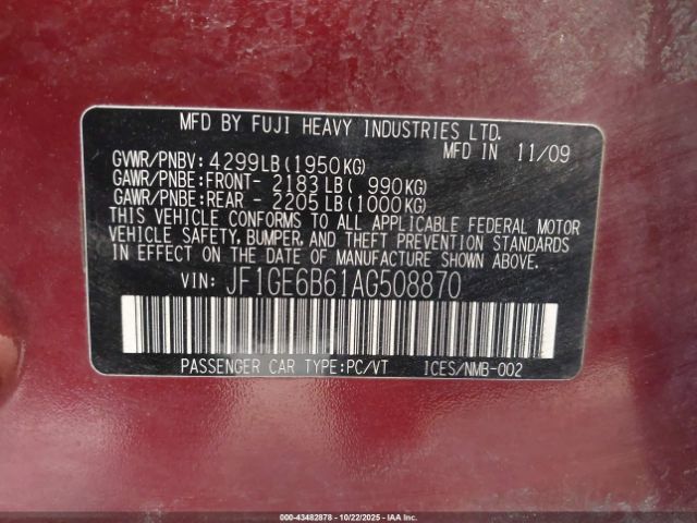 2010 SUBARU IMPREZA JF1GE6B61AG508870 Photo 8