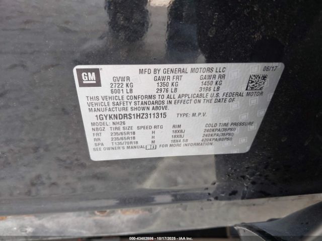 2017 CADILLAC XT5 1GYKNDRS1HZ311315 Photo 8