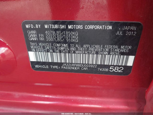 2013 MITSUBISHI LANCER JA32U8FW9DU003922 Photo 8