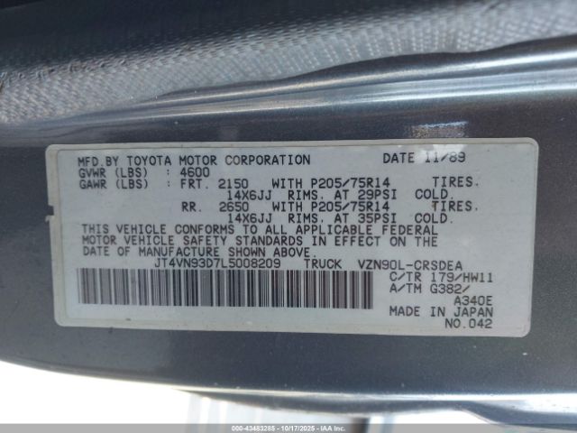 1990 TOYOTA PICKUP JT4VN93D7L5008209 Photo 8