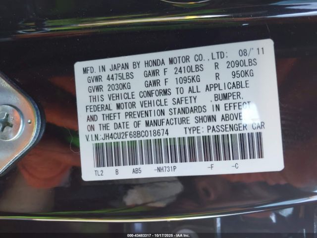 2011 ACURA TSX JH4CU2F68BC018674 Photo 8