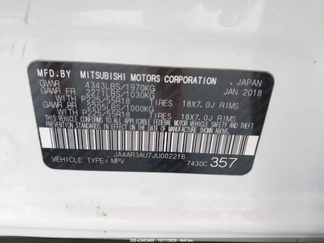 2018 MITSUBISHI OUTLANDER SPORT JA4AR3AU7JU002216 Photo 8