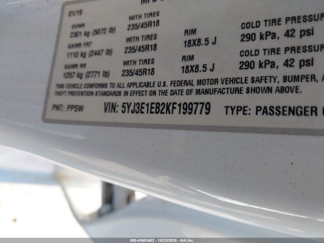 2019 TESLA MODEL 3 5YJ3E1EB2KF199779 Photo 8