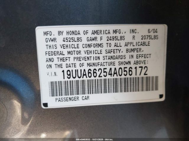 2004 ACURA TL 19UUA66254A056172 Photo 8