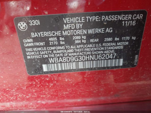 2017 BMW 330I WBA8D9G30HNU62047 Photo 8