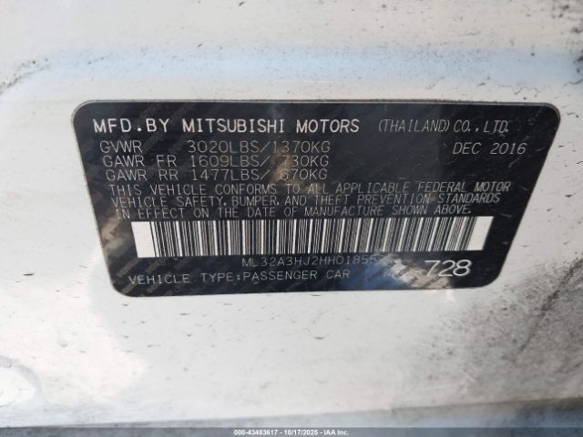 2017 MITSUBISHI MIRAGE ML32A3HJ2HH018553 Photo 8