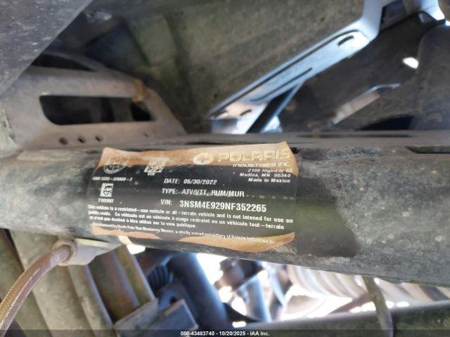 2022 POLARIS RZR 3NSM4E929NF352265 Photo 9
